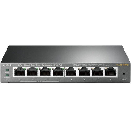 TP-Link Switch TL-SG108PE 8-Port 10/100/1000Mbps RJ45 Gigabit Easy Smart Switch with 4-Port PoE  Retail