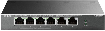 TP-Link SWT TL-SF1006P 6-Port 10 100Mbps Desktop Switch with 4-Port PoE+ RTL
