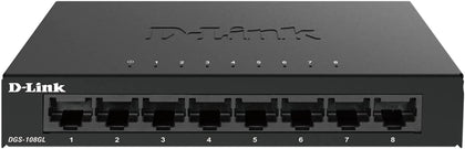 D-Link Switch 8-Port Gigabit Desktop Switch Metal Retail (DGS-108GL)